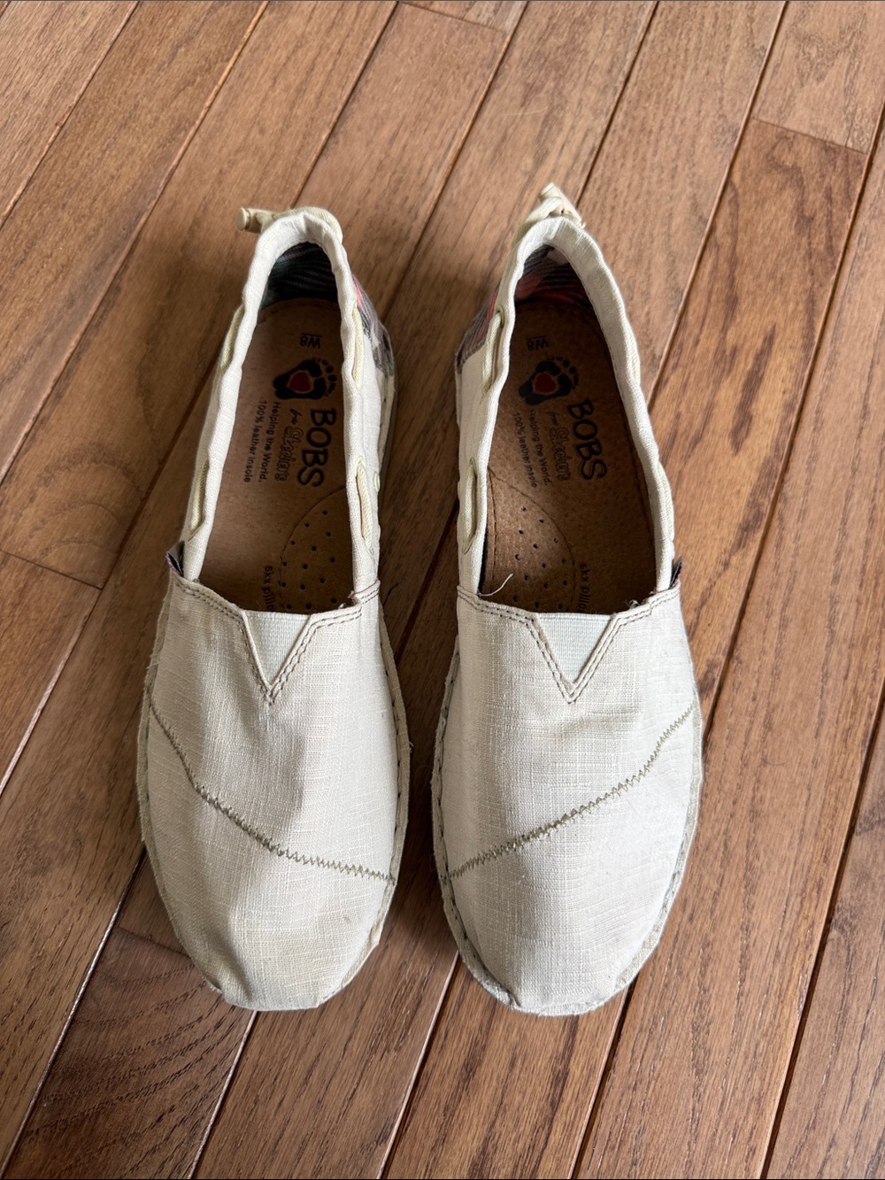 BOBS Classic Slip-On Canvas Shoes in Light Cream